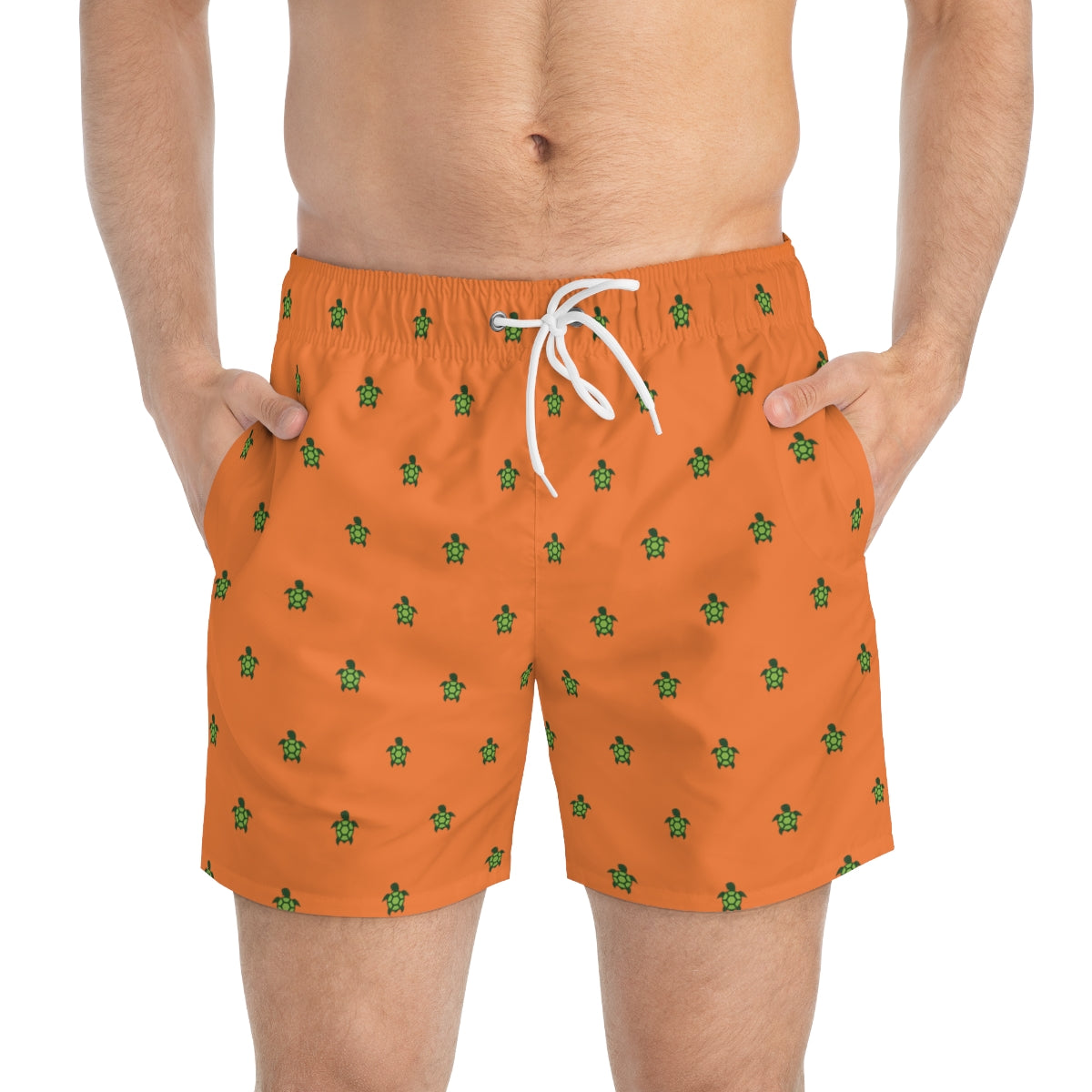 Orange Turtlez Swim Trunks